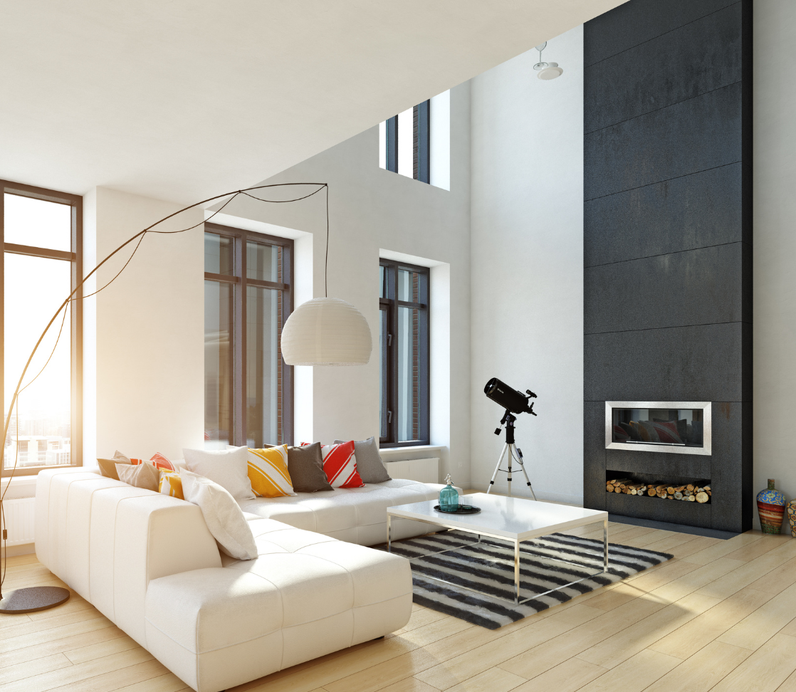 Bright open-plan living space